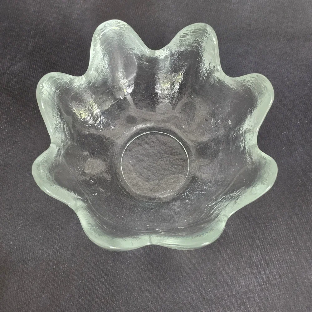 Blenko‎ 6143L Lotus Serving Bowl Set w 8 Matching 6143S Bowls in Crystal